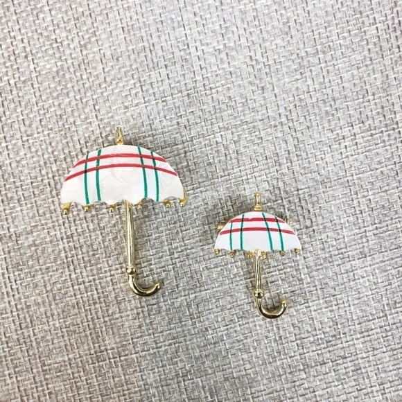 VINTAGE Mother of Pearl Umbrella Brooch Pins - Picture 1 of 4